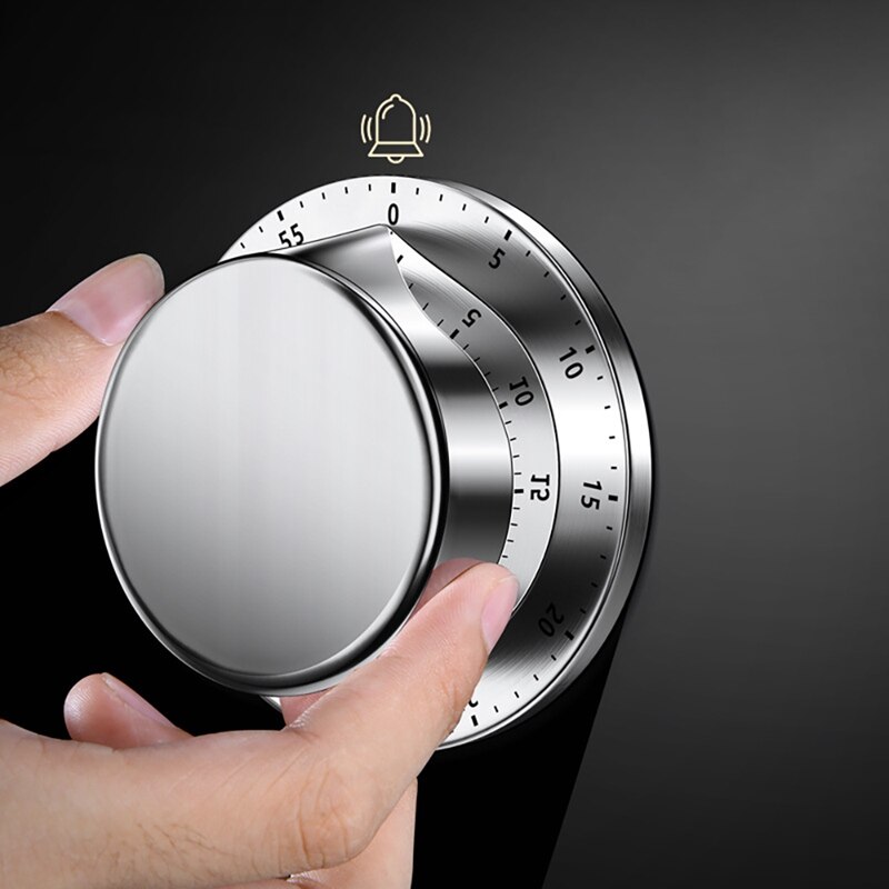 -Kitchen Timer Chef Cooking Timer Clock With Loud Alarm Stainless Steel Timer No Batteries Required Magnetic Backing