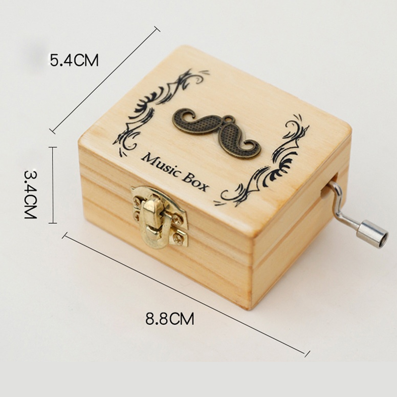 Wood Carving and Color Printing Music Box Cute Animal Music Box Hand Crank Wooden Music Box Children's Birthday Valentine's Day: 6(without mirror)