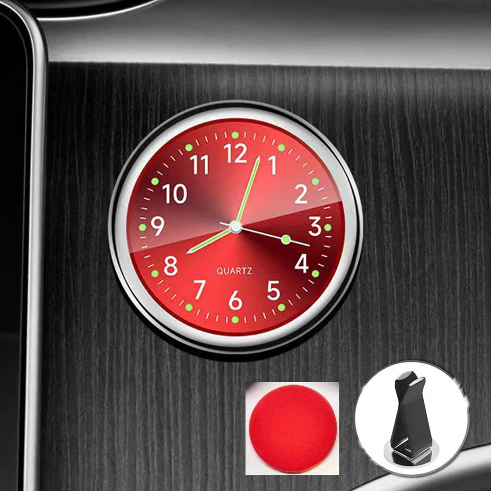 Mini-Uhr Auto Quarzuhr Mini elektronische Uhr wasserdicht Fahrrad Motorrad Uhr Auto Auto Uhr Armaturen brett Uhr im Auto: Rot