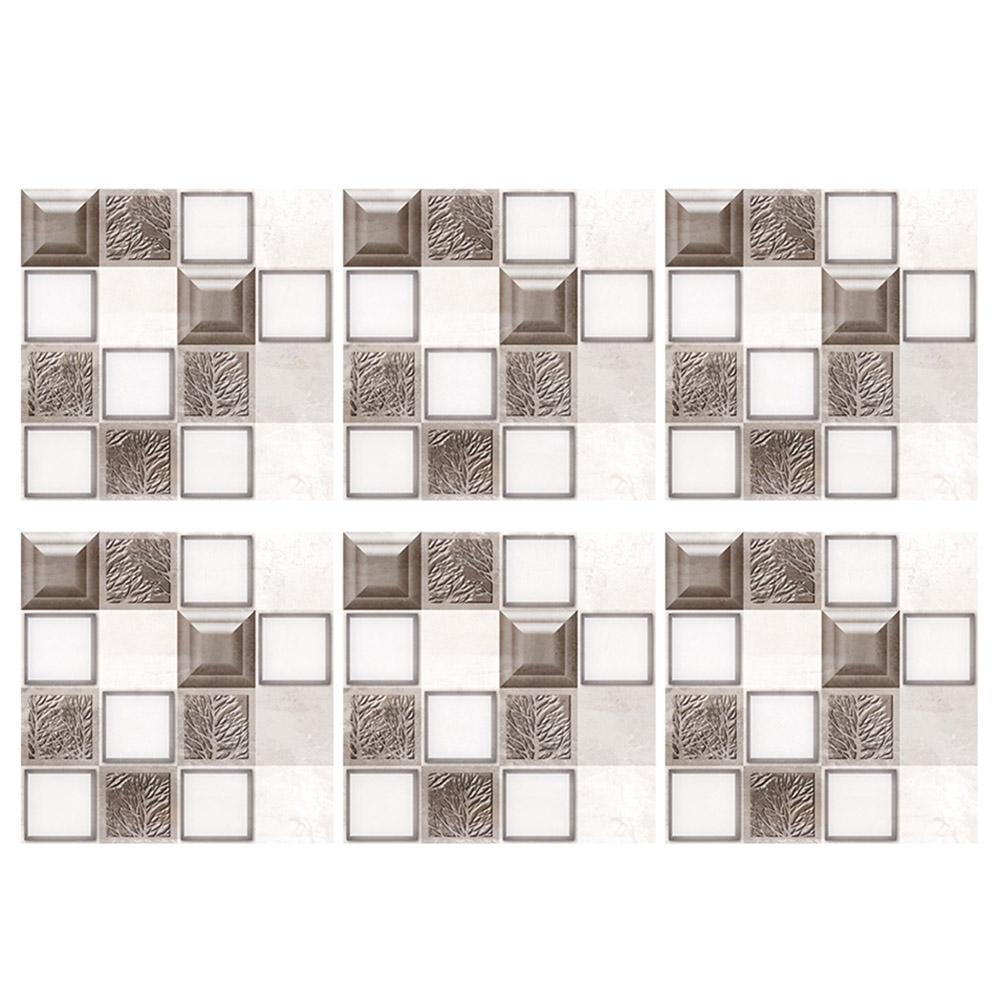 6pcs Waterproof Tiles Mosaic Stickers Mildew-proof Surface Covered with Film Kitchen Bathroom Toilet Adhesive Wallpaper