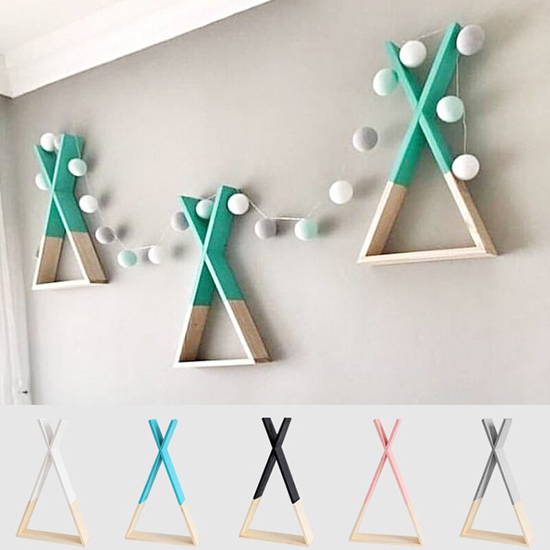 Estantería triangular de madera de estilo nórdico, colores bonitos estante de pared, estantería de almacenamiento de libros Trigon para el hogar, habitación de bebé, decoración DIY