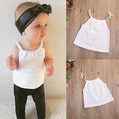 Kleinkind Baby Mädchen t-shirt weiß farbe Durchbrochene Häkeln Spitze shirt Neugeborenen Kinder hosenträger Tank Top T