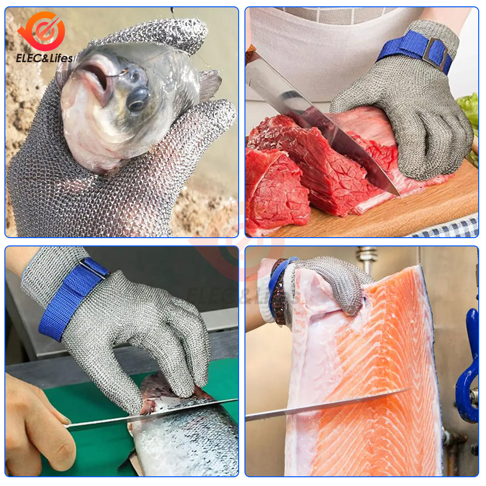 Schnittschutzhandschuhe aus Edelstahldraht, schnittfeste, gewebte Sicherheitsarbeitshandschuhe, sterben Fischtötende Küchenhandschuhe aus Metall und Eisen schneiden