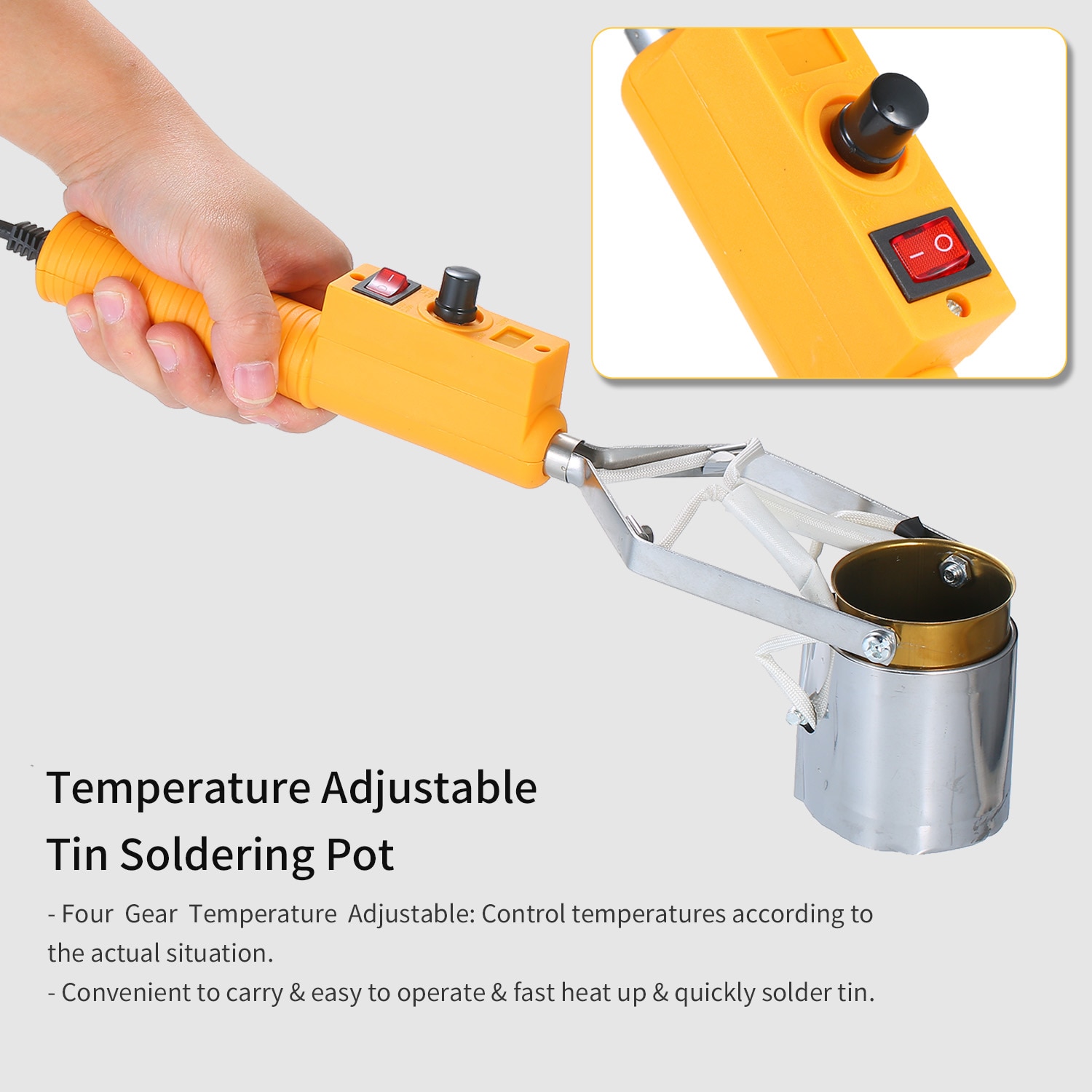 SWDT98-C Temperature Adjustable Tin Soldering Pot 380W High Power Melting Furnace Portable Titanium Alloy Tin Furnace
