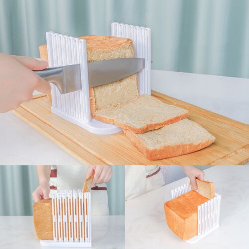 Solidt hvidt hjemmekøkken bærbart brød toast slicer cutter maker skimmel køkken guide skæring