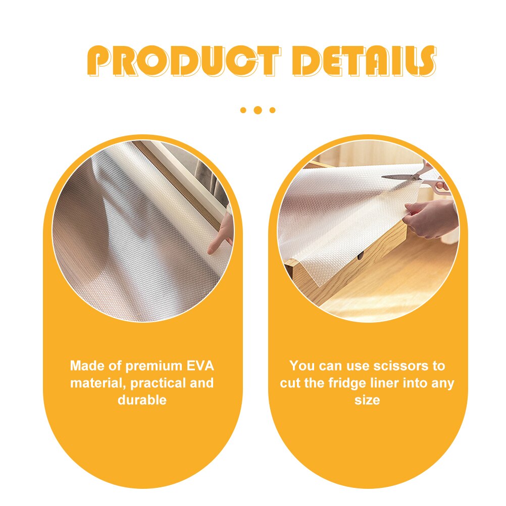 1 Roll Refrigerator Liner Mat Plastic Fridge Liner Washable Refrigerator Liner Pad