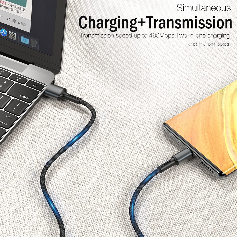 Câble USB de Type C pour recharge rapide et transfert de données, cordon de 2m/3m, compatible avec Samsung A51, A71, Huawei P30 Lite, Mate, Xiaomi Redmi Note 8, 9, 10