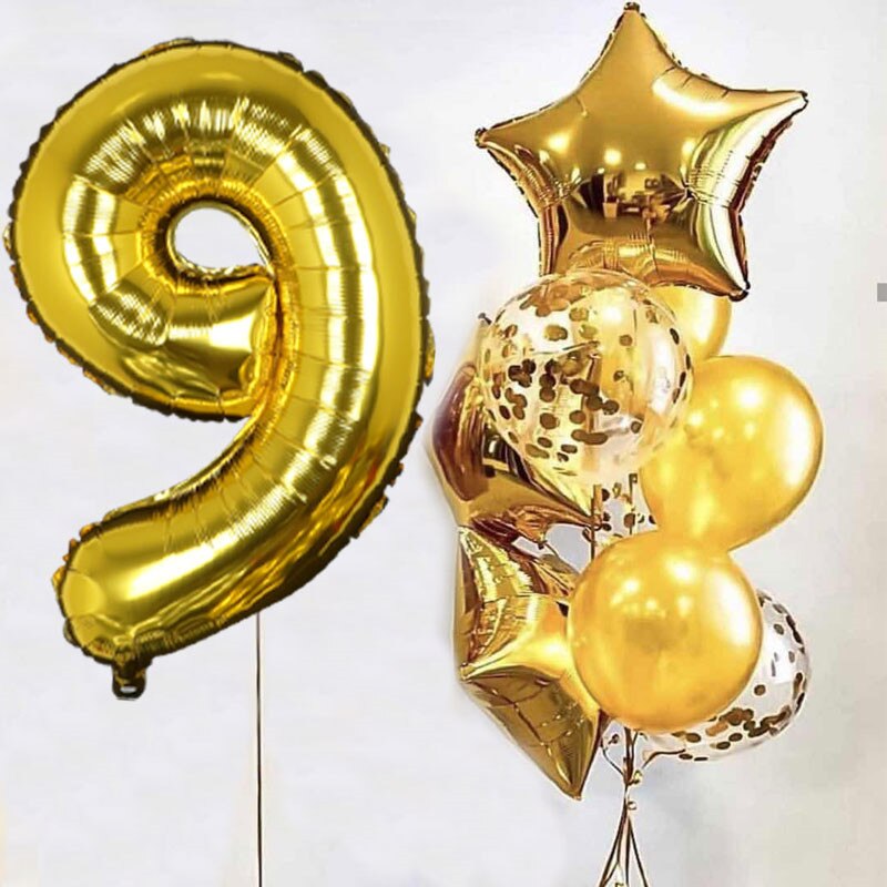 1set Gold 32inch Foil Number Balloons Birthday Party Decorations Star Ballon Kids Boy Girl 1st 1 2 3 4 Years Supplies Globos: Purple