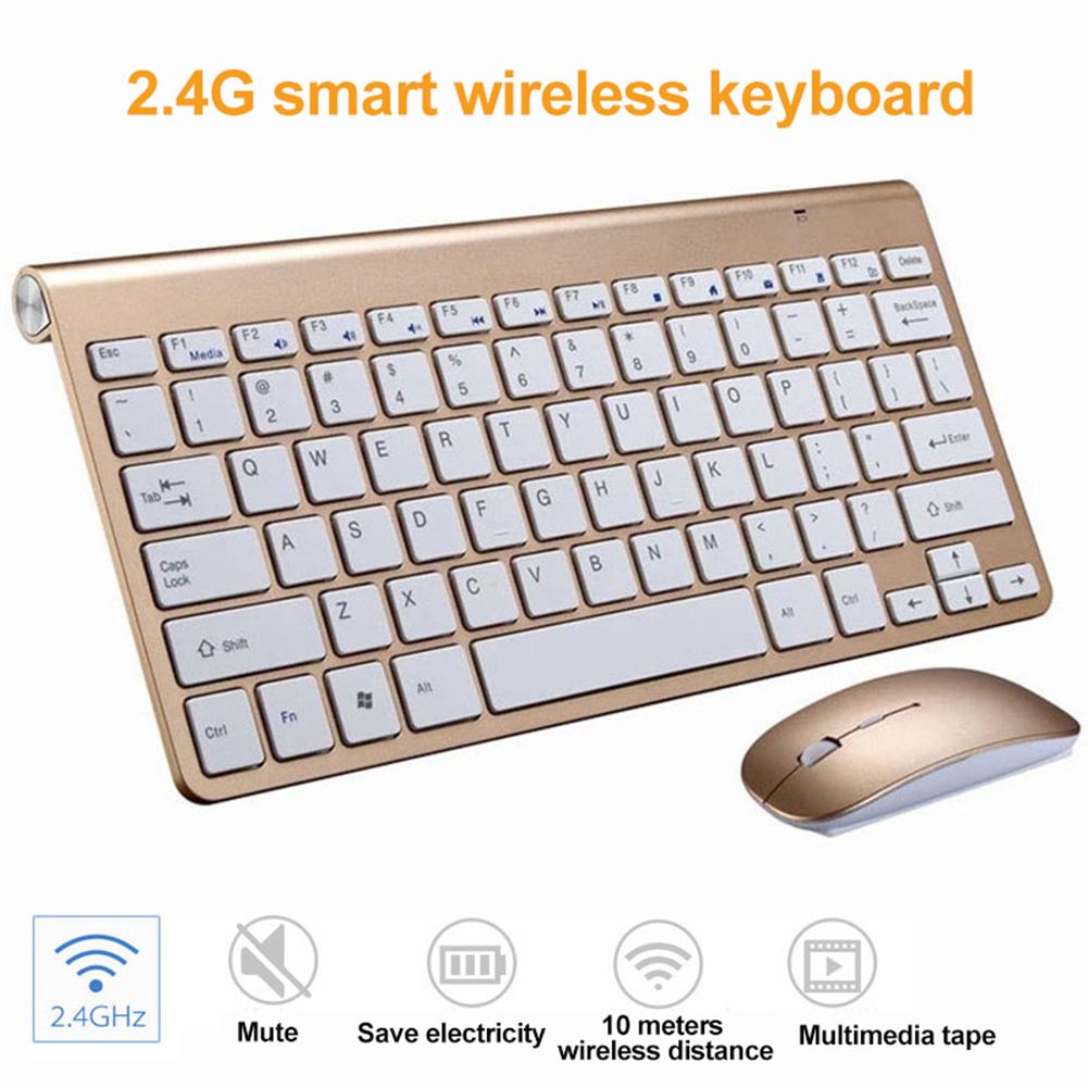 2.4g usb vandtæt ultratynde mute trådløse tastatur og mus sæt til smart tv desktop pc trådløse mus клавиатура
