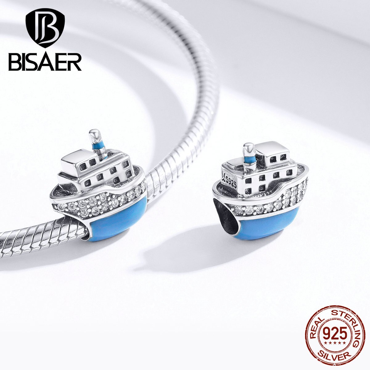 Travel Charms BISAER 925 Sterling Silver Travel Navigate Tours Beads Charms fit Bracelets Silver 925 Jewelry ECC1379