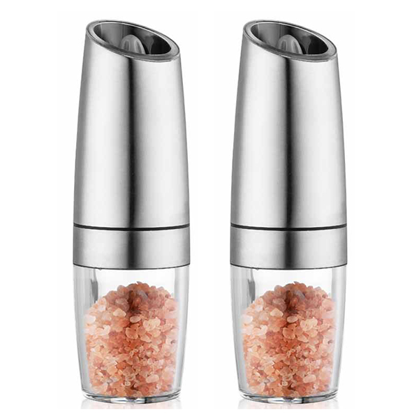 saengQ Electric Pepper Grinder Pepper Mill Stainless Steel Automatic Gravity Induction Salt Kitchen Spice Grinder Tools: silvery 2pcs