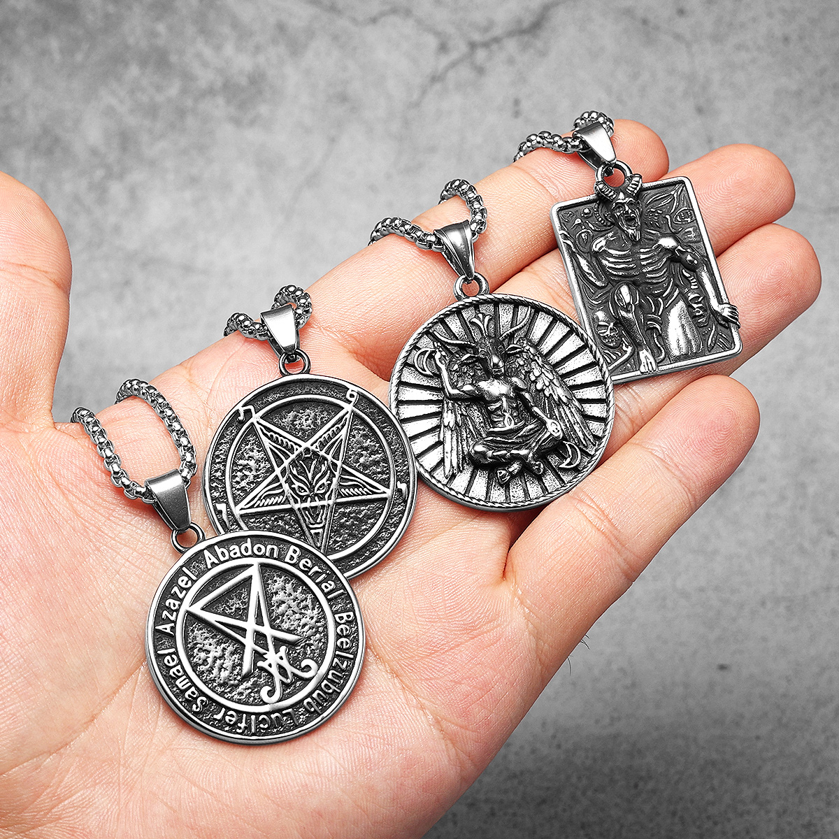 Hell démon Satan Lucifer acier inoxydable hommes colliers pendentif chaîne puissant amulette Vintage pour femmes bijoux