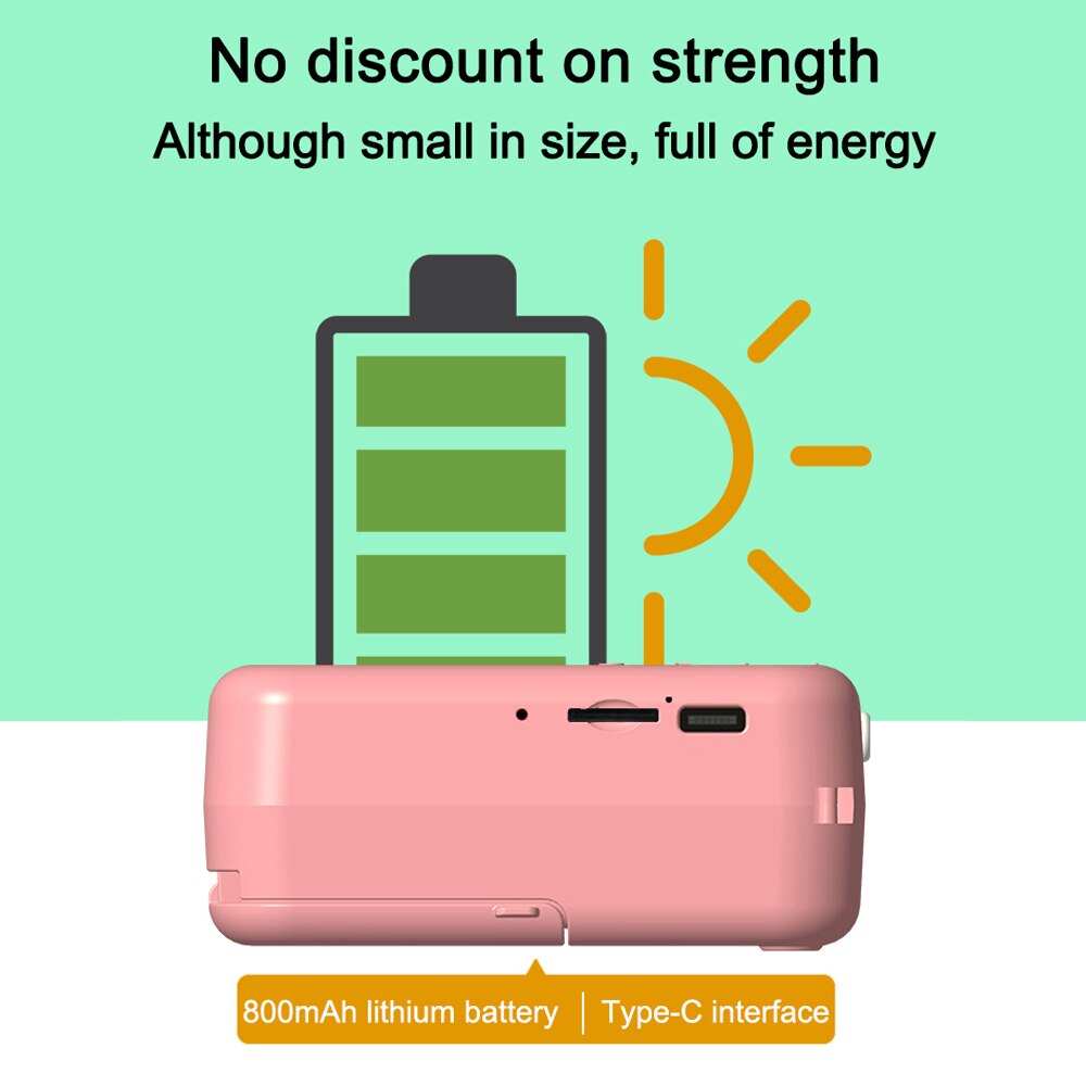 Brand Mini Photo Printer 1080P Instant Print Camera Wireless Thermal Label with 3 Roll Printer Paper for Travel List Work Memo