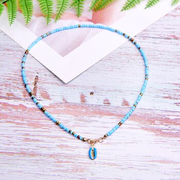 MOON GIRL Double Layers Seedbead Choker for Women Boho Statement Shell Collier Femme Bohemian Collares: 2