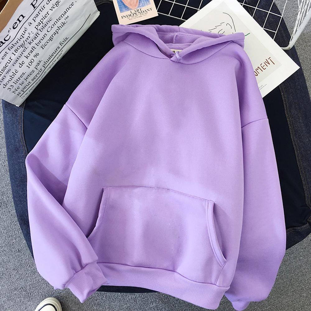 Szeroka bluza z kapturem z kapturem 2020 aksamitna damska zimowa podstawowa bluza na co dzień z długim rękawem koszulki w stylu Harajuku Hoody Plus Solid Color