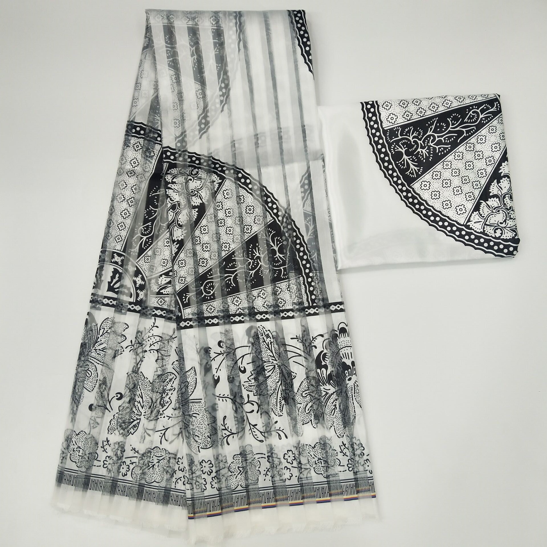 Gahna stil satin silke stof med organza bånd afrikansk voks!  j52501: Hvid
