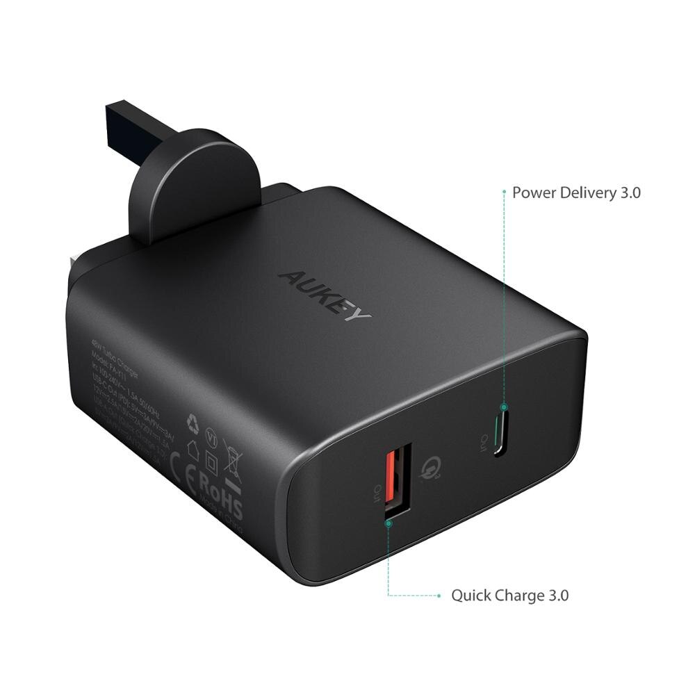 Aukey Uk Plug PA-Y11 Quick Charge 48W 3.0 Mobiele Telefoon Oplader Snel Opladen Usb Lader Voor Telefoon Mobiele usb Adapter