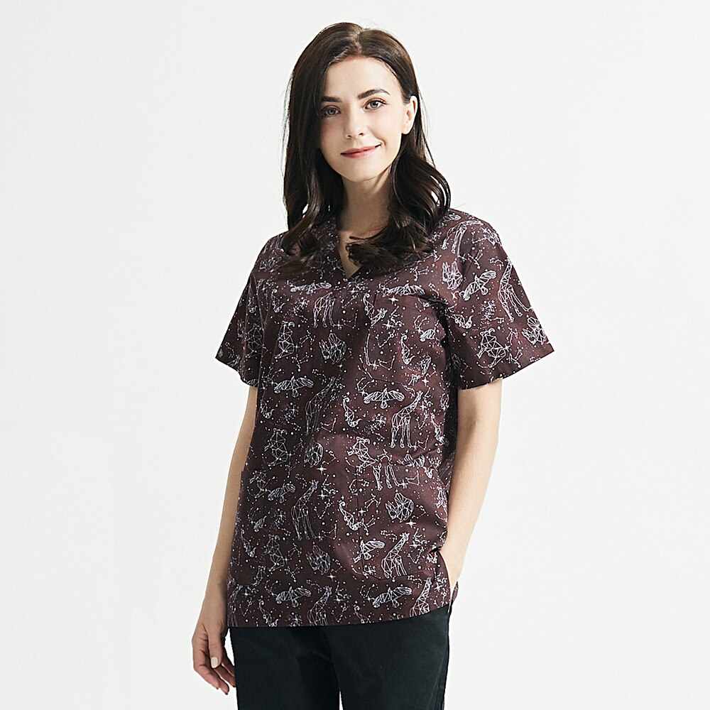 Unisex Beauty salon Workwear Short-sleeved suits for summer Breathable scrubs V-neck tops/pants uniform pet scrub costume cotton