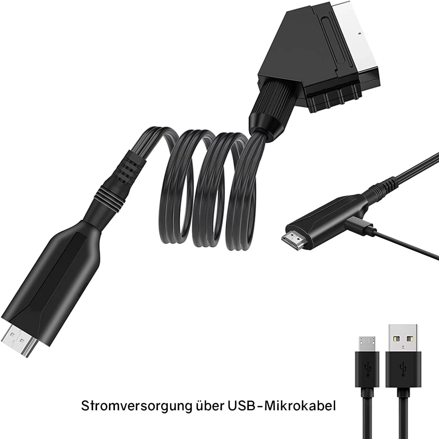 SCART zu HDMI Konverter Kabel Video Audio Konverter Adapter Scart in HDMI Out Suport 720P/1080P Schalter für HDTV DVD