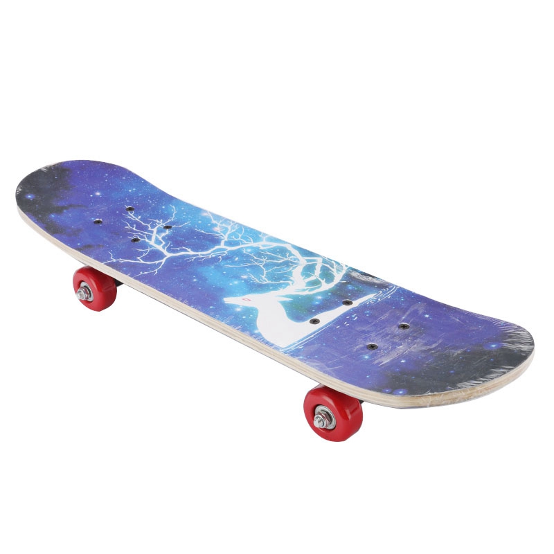Top60cm Kids Double Rocker Skateboard Cartoon Four-Wheel Skate Board Longboard for Boy Girl Child Outdoor Skatboarding