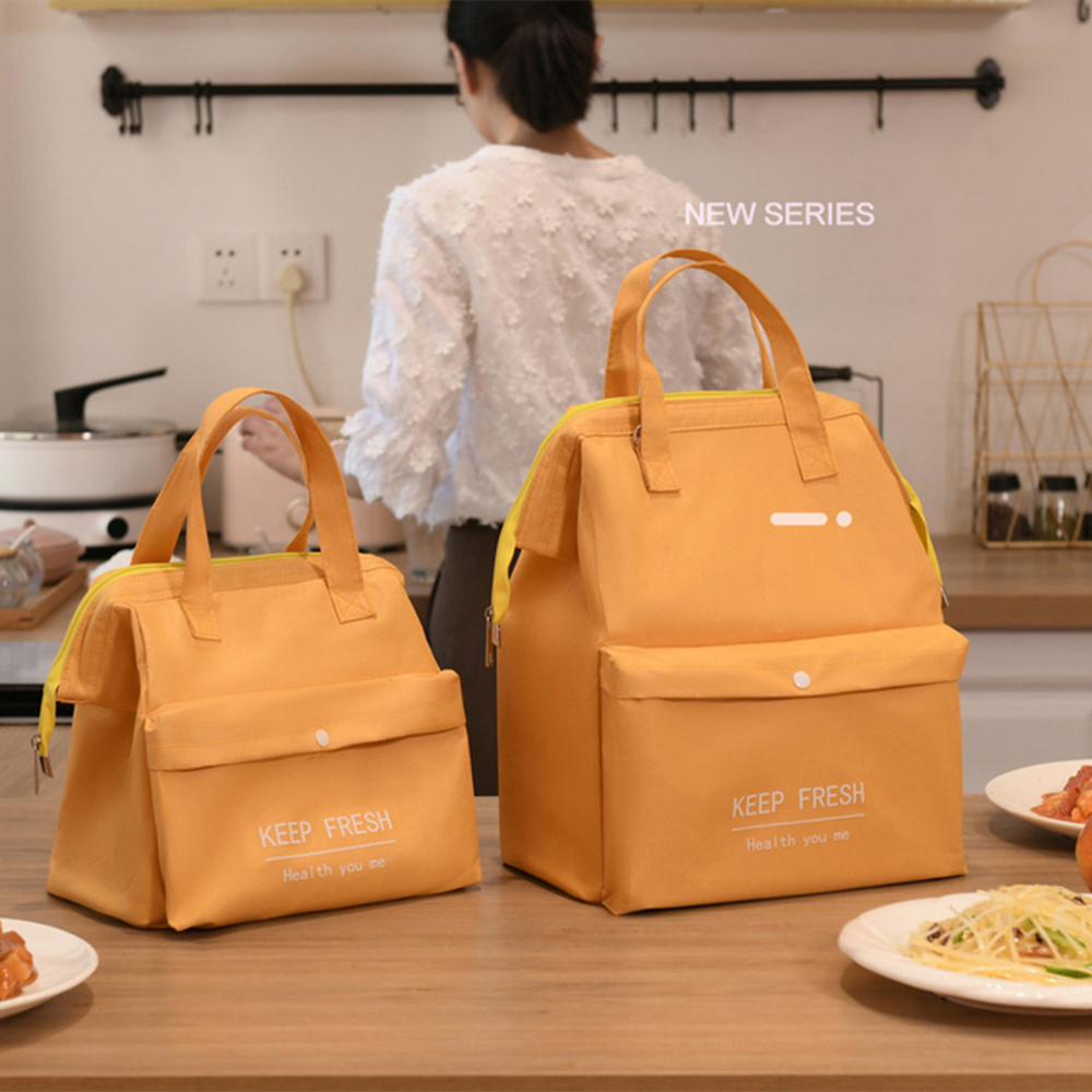 Foil Lunch Bags Macaron Waterproof Thermal Pack with Shoulder Strap Multifunctional Large Capacity Thickened Bento Handbag