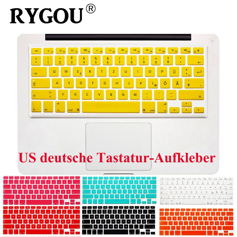 US Layout German Letters Deutsche Alphabet Keyboard Stickers for Macbook Pro 13" 15" 17"/ Macbook Air 13 Silicone keyboard Cover