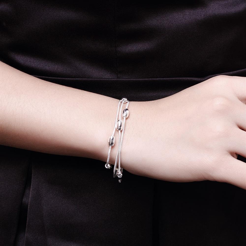 Charm set di gioielli con collana di bracciali in argento sterling 925 per donna ovale perline catena 18 pollici regalo di natale per feste di moda