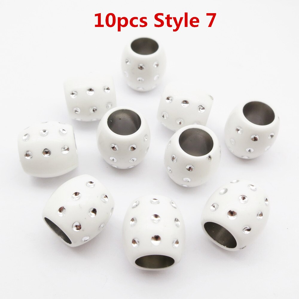 10pcs-20pcs coloured Crochet Braids hair dread dreadlock beads tube rings for Braiding Hair accessories for kids girls women: 10pcs Style 7