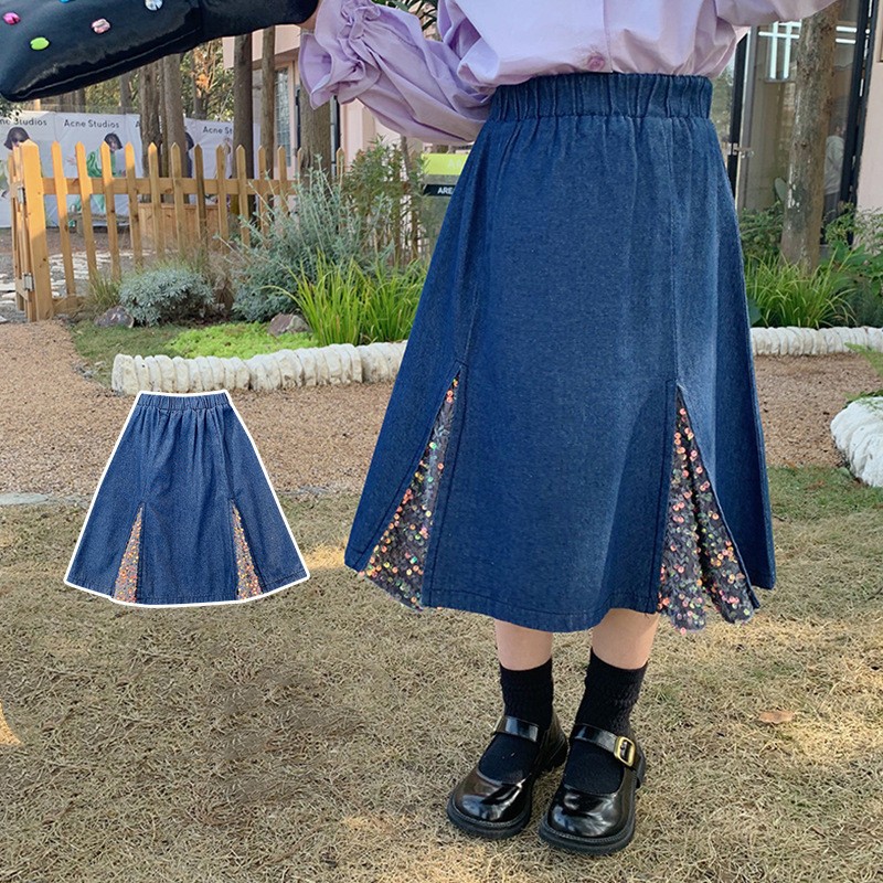 Falda vaquera para niña, falda de princesa con cola de sirena, costura de lentejuelas, ropa infantil para bebé 2022