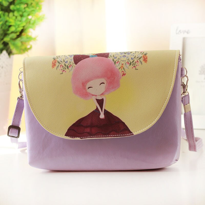 Kids Shoulder Bags Children Girls Messenger Bag Cartoon Printing Princess Handbag Mini PU Leather Crossbody Bags for Child: No17