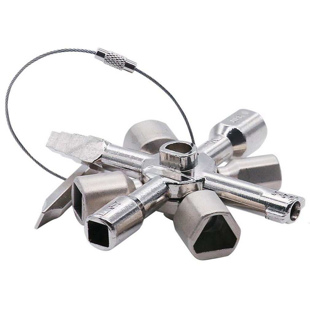 Practical Triangle Key Wrench 10-in-1 Multifunction Cross Switch Key Wrench for Electrical Elevator Cabinet Valve