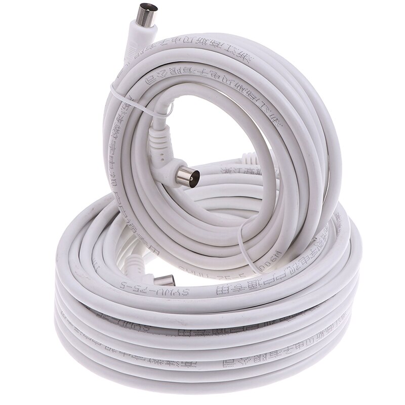 1Pc 5M/10M Pal Male Naar Male Tv Lead Afgeschermde Antenne Coax Kabel