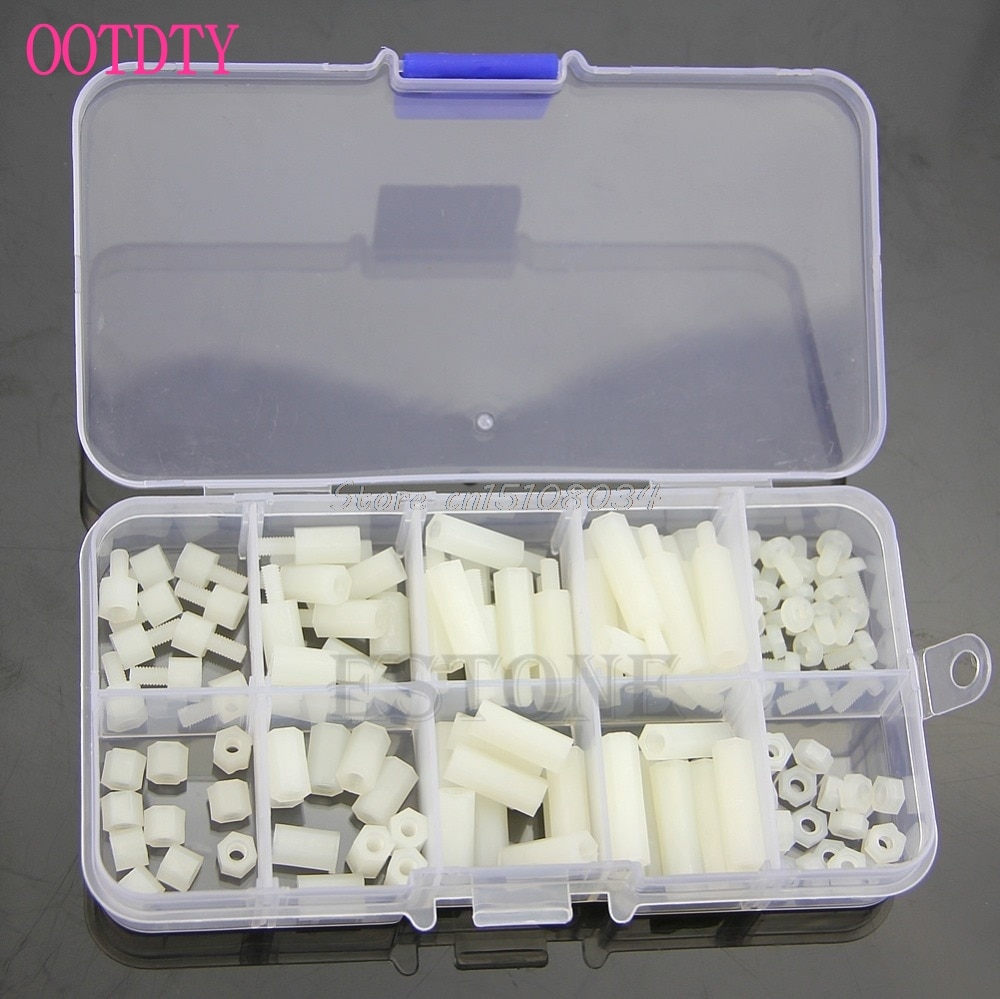 180Pcs M3 Nylon Hex Spacers, Screws, Nuts, Standoff Assortment Kit – For PCB Mounting