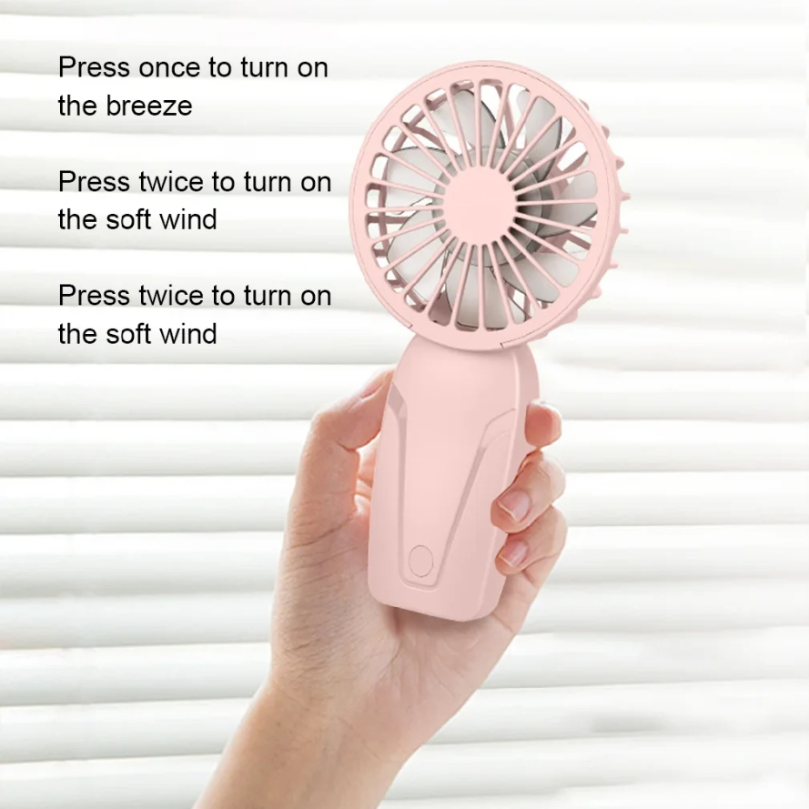 Draagbare handventilator, klein, lichtgewicht, schattig uiterlijk, usb-oplaadbare mini-ventilator voor verkoeling onderweg, mini-zakventilator