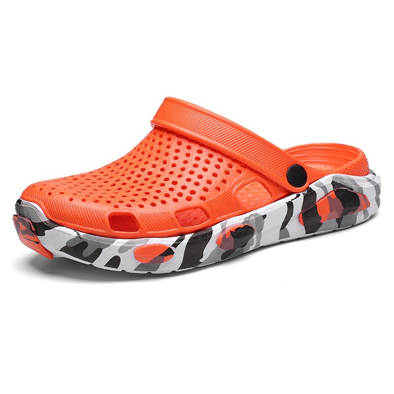 Coslony træsko til mænd gummi gardon sko strandsandaler udhulet sommer slip på til pool badeværelse skridsikre åndbare hjemmesko: Orange / 41