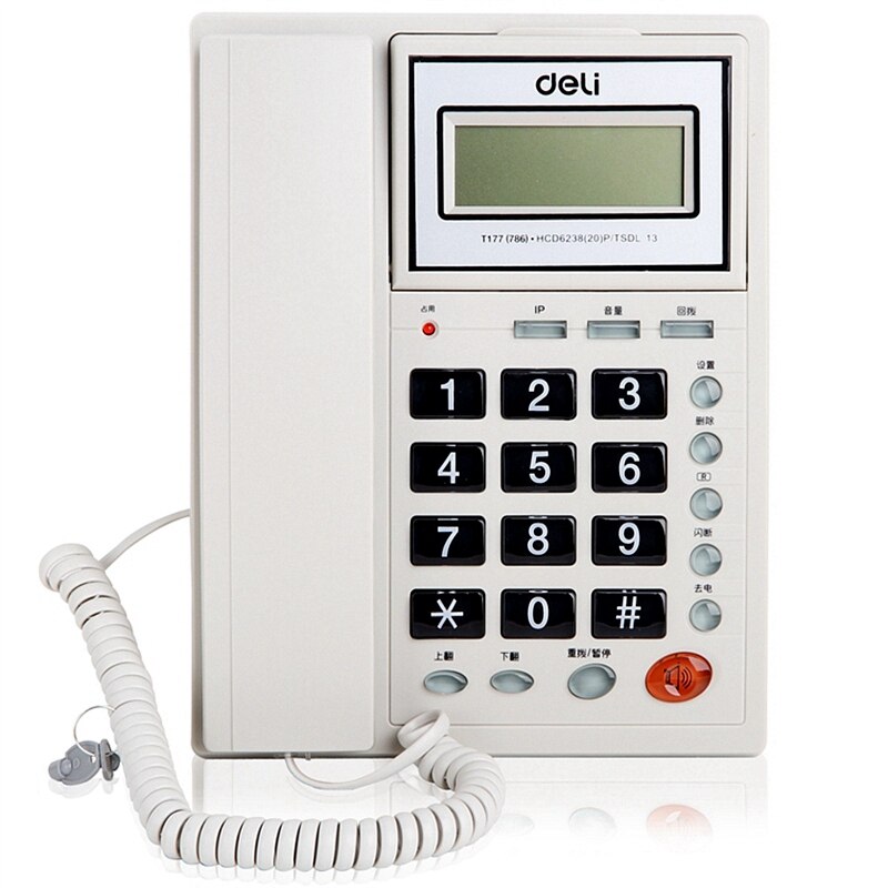 Deli 786- zits telefoonset met snoer, scherm, draaibare telefoon, nummerweergave en geheugen, kantoor, thuis
