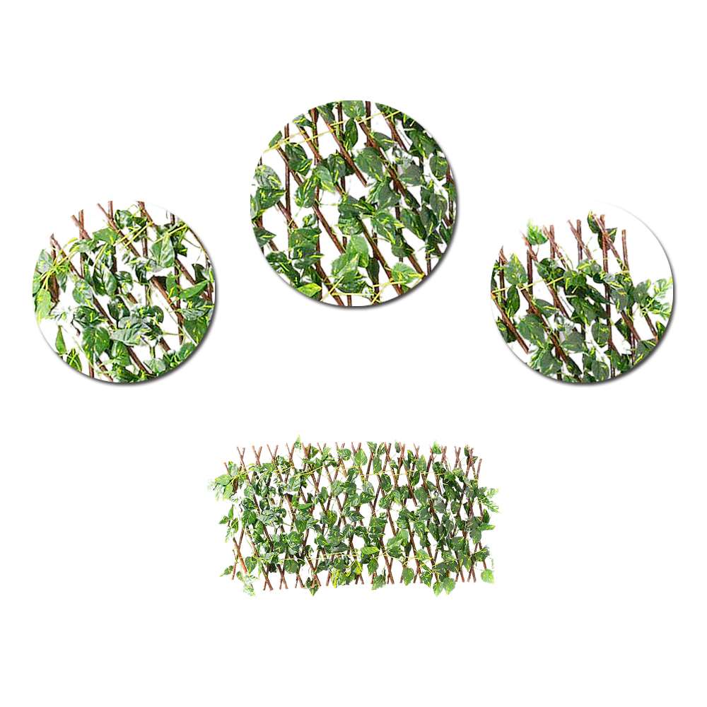 Retractable Garden Trellis Fence Artificial Expandable Faux Ivy Privacy Fence Wood Vines Climbing Frame Gardening Plant Decor