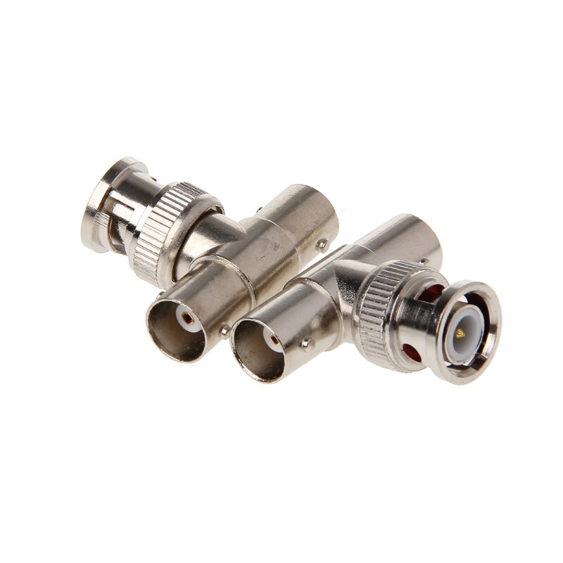 2 Stuks Bnc Mannelijk Naar 2 Vrouwelijke T Type Connector Adapter Voor Cctv Surveillance Systeem