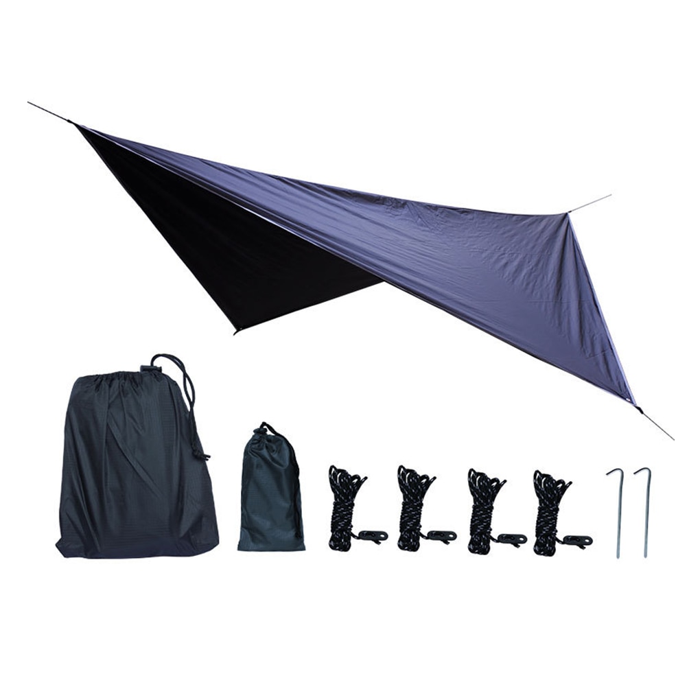 Ultraleve 5 cores barraca de lona à prova dwaterproof água 350x280cm sombra acampamento ao ar livre rede chuva mosca uv toldo do jardim dossel pára-sol: black purple