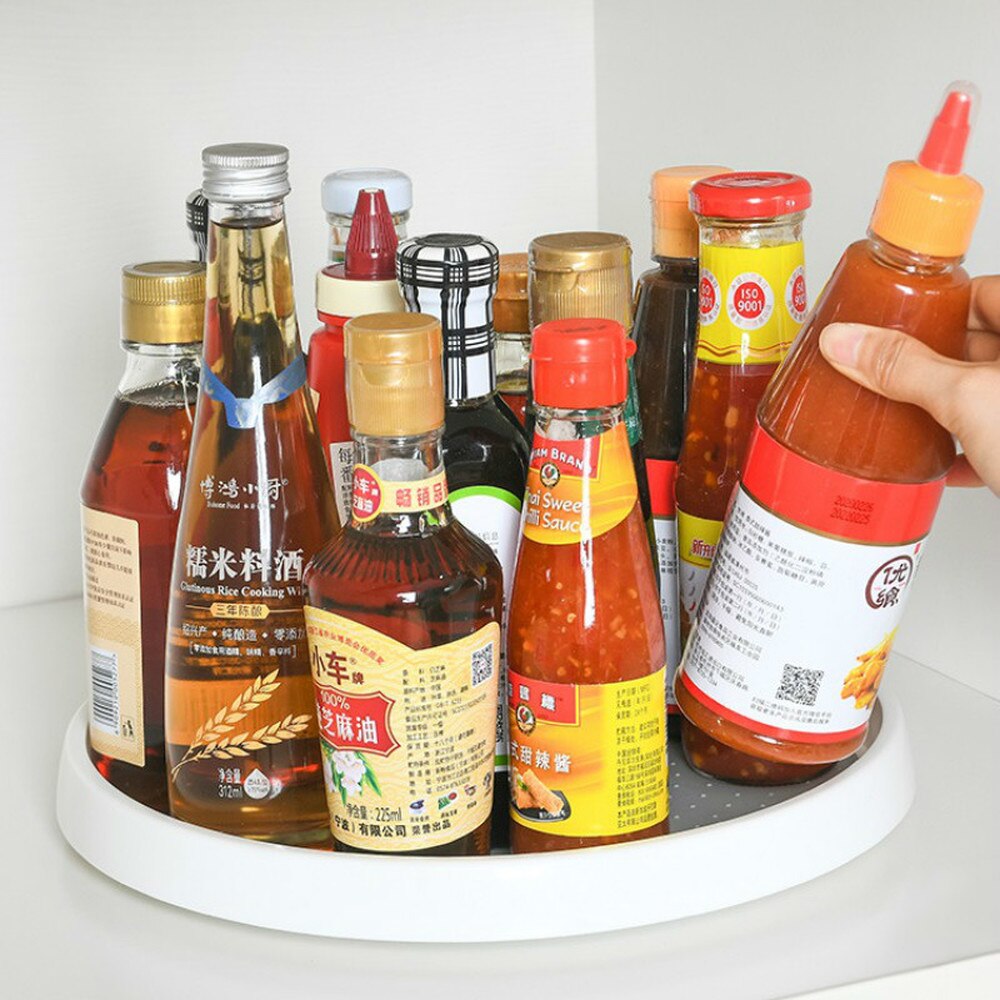 Round Rotatable Kitchen Storage Box Desktop Cabinet Spice Bottle Spices Rack Artifact Rotating Storage Turntable Tray WY804