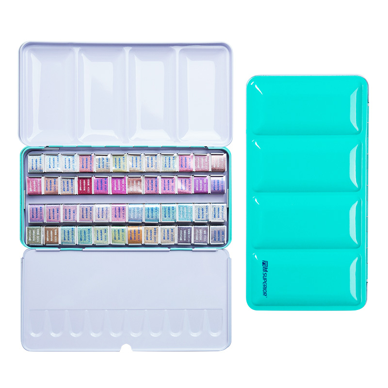 Professionele 12/24/48 Kleuren Parelmoer Aquarel Verf Set Pigment Effen Verf voor Kunst Levert: 48 colors blue