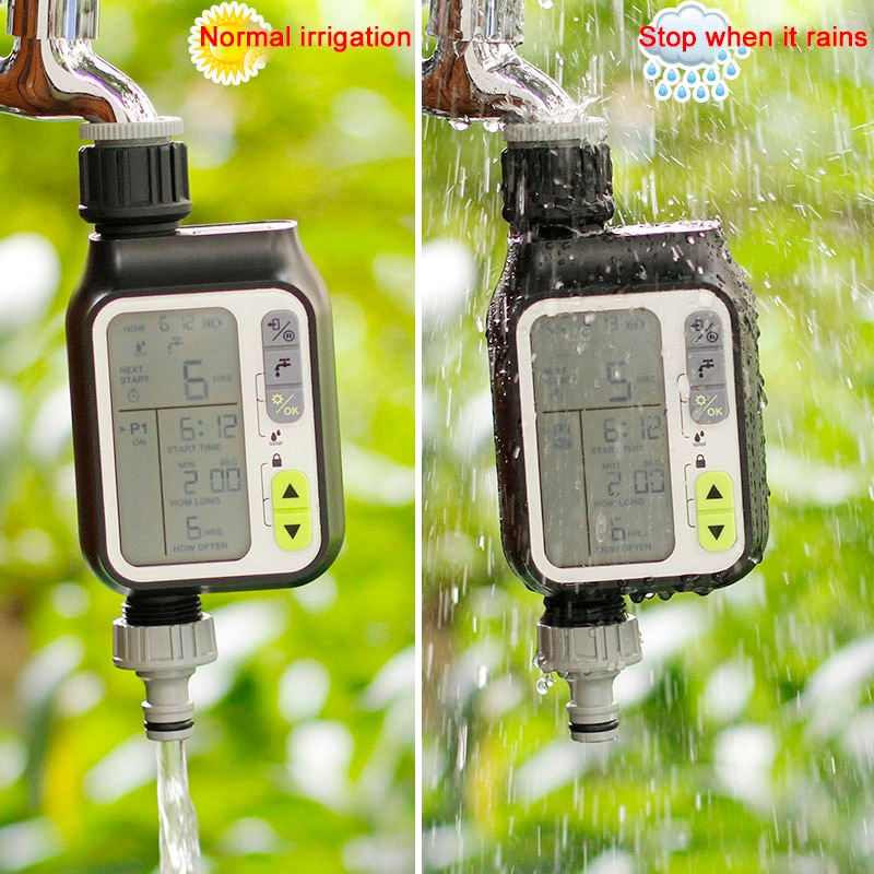 Garden Water Timer Waterproof Watering Timer With Rain Sensor Irrigation Timer Automatic Watering System Irrigation Controller