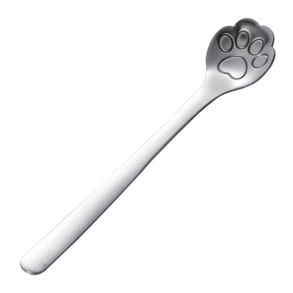 Rvs Gold Hond Kat Paw Claw Hollow Lepel Roeren Lepel Thee Koffie Dessert Lepels Leuke Keuken Gereedschap: SilverNon Hollow