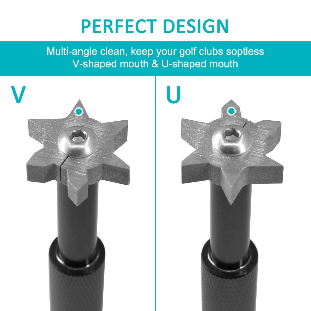 1pc apontador de ranhuras do clube de golfe + 1pcs escova de golfe novo, pode limpeza e afiar kit para cunhas e ferros para golfista