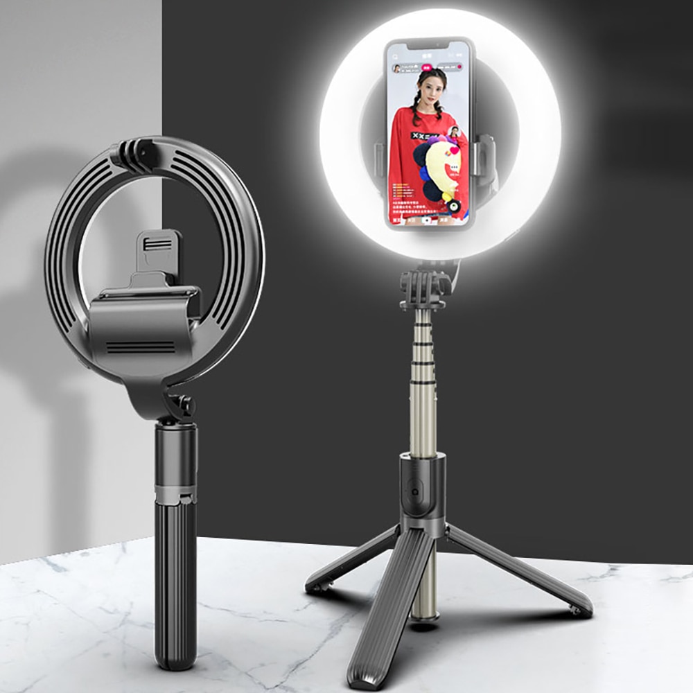 Draadloze Bluetooth Selfie Stok Statief L07 Verstelbare Helderheid Vullen Licht Selfie Stok Draadloze Afstandsbediening Sluiter Selfie Stok