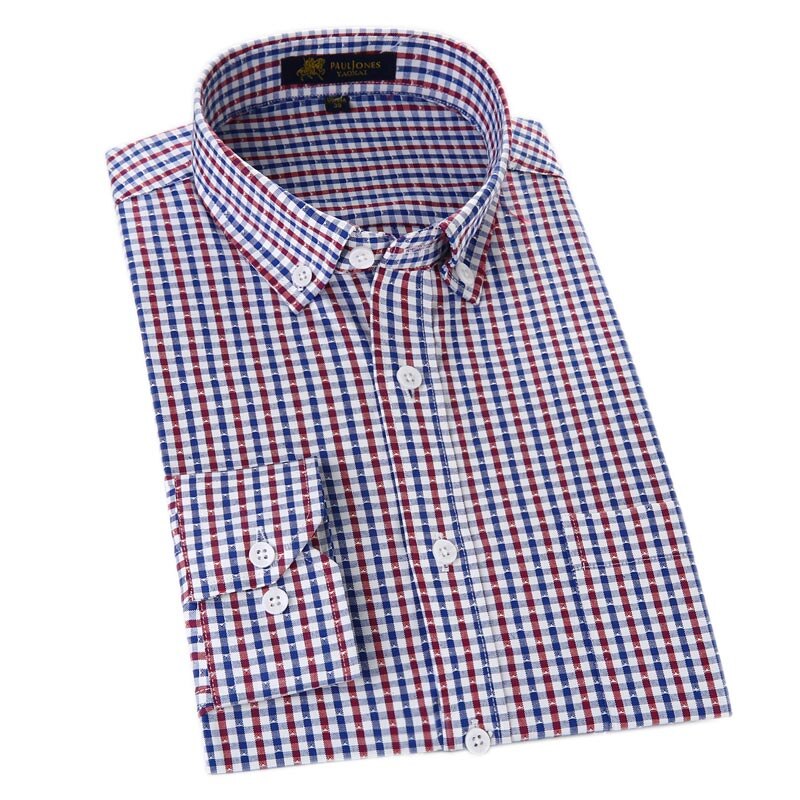 Oxford fritidsskjorter for menn, rutete sosiale skjorter uten jern med lange armer kjoleskjorter for menn klassisk stil for menn: Njf 36 / Asiatisk størrelse l