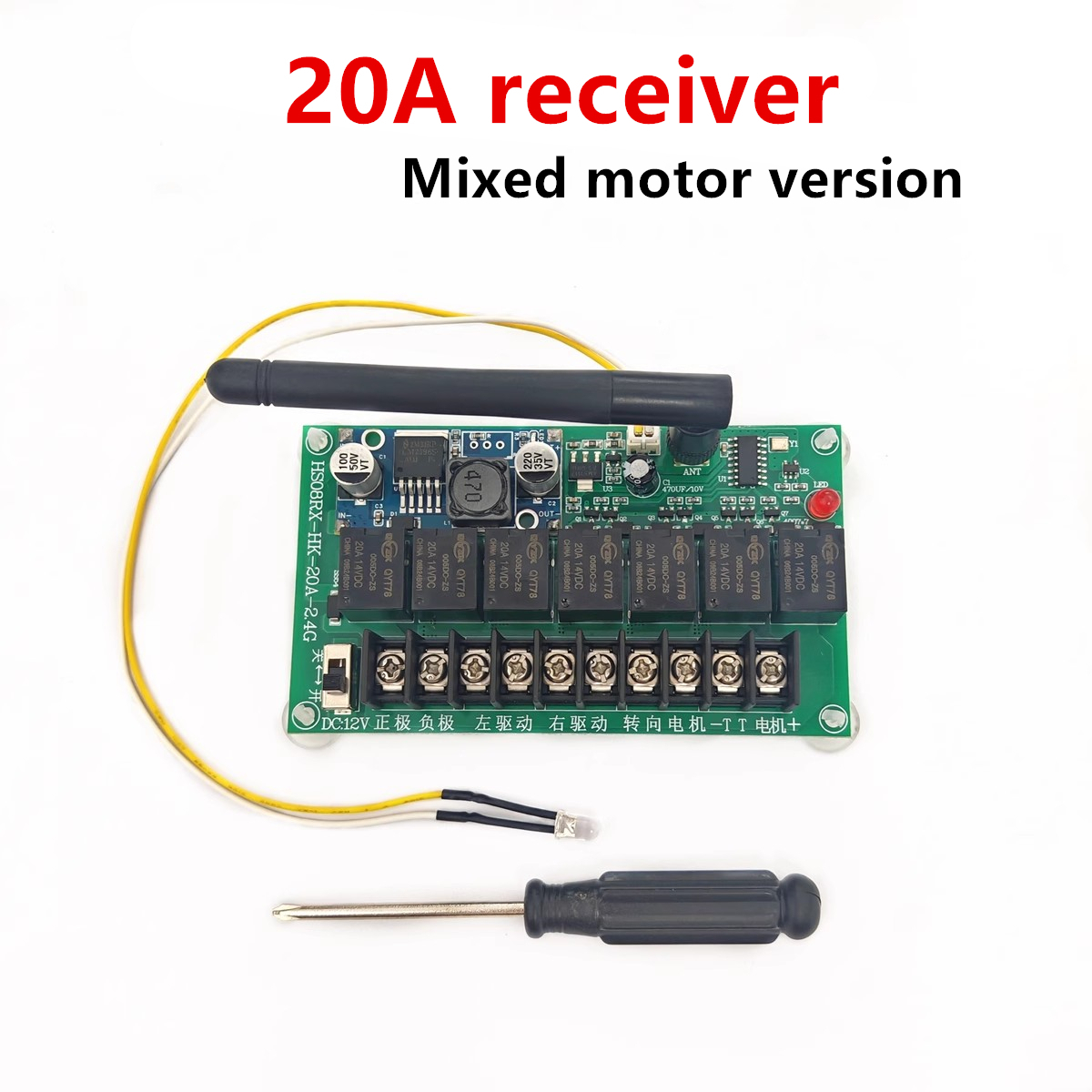 Mando a distancia transmisor 8CH 2,4G DC 6V-15V sistema de Radio receptor de gran potencia para bricolaje RC barco coches control inalámbrico: Gris claro