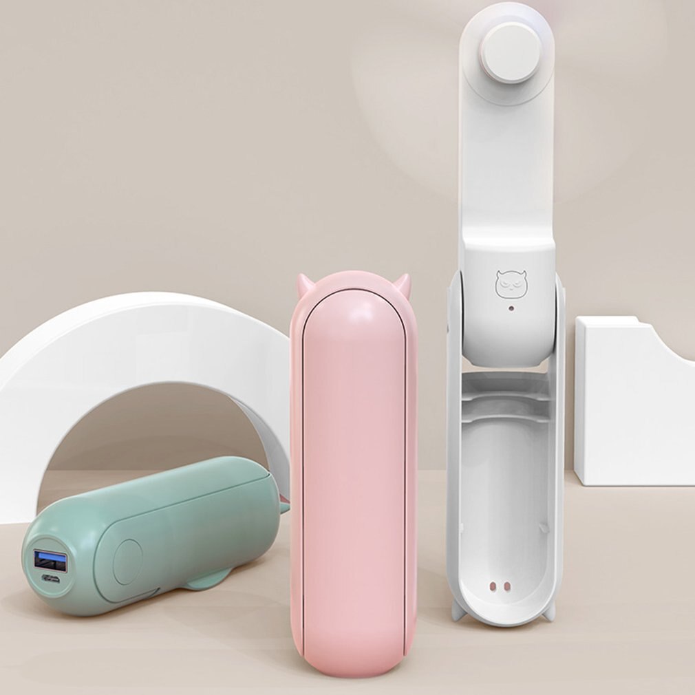 Mini Ventilator Draagbare Ventilator 2000Mah Blijvende Stille Opvouwbare Usb Oplaadbare Ventilator Met Power Bank En Zaklamp Functie