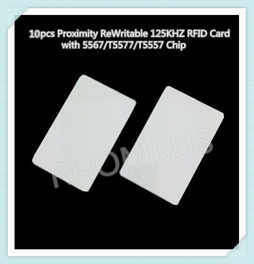 10pcs/lot Proximity ReWritable 125KHZ RFID Card with 5567/T5577/T5557 Chip