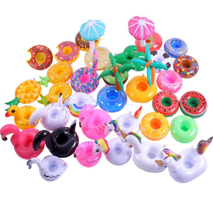Mini water opblaasbare bekerhouder voor zwembad, Eenhoorn Flamingo Drinken Bekerhouder, zee strand speelgoed voor festival party drijvende